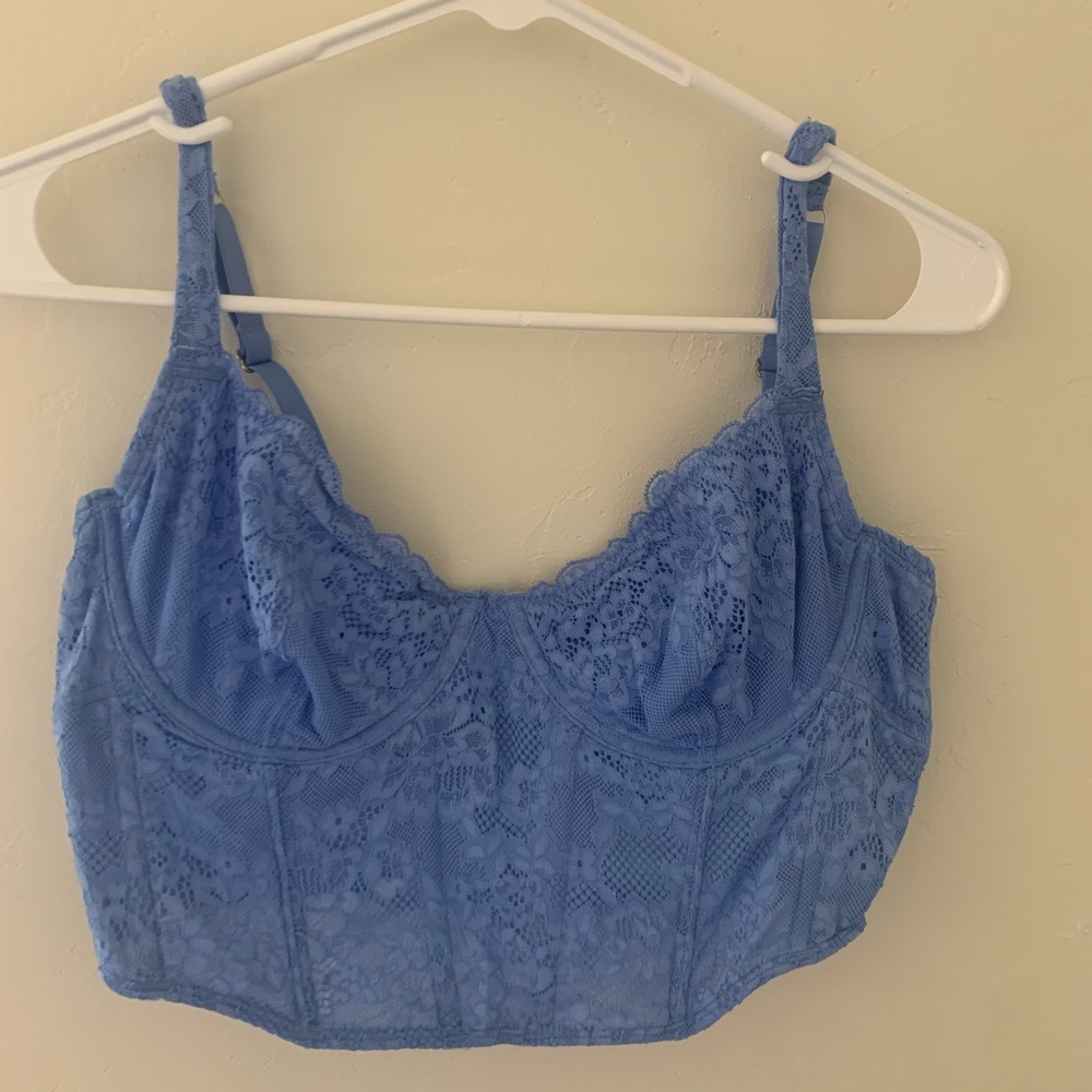Hollister Gilly Hicks Womens L Blue Lace Corset Going Out, Bar, Concert, Rave